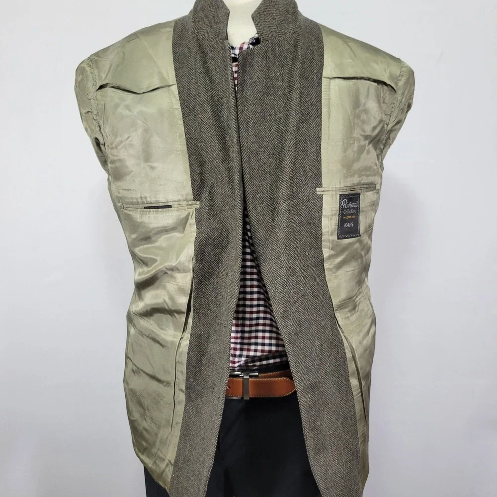 Rivera Collection Men's Tweed Sport Coat Two‎ Button Brown Herringbone about 43R